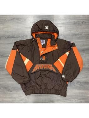 Vintage Starter Cleveland Browns Jacket XL RARE MENS PRO LINE QUARTER ZIP